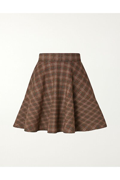 UNTIMELY High Waist Short Atlas Fabric Flared Skirt