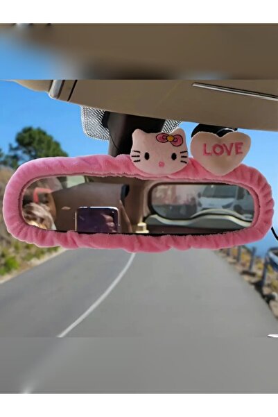 Clear Pink Peluş Love Dikiz Ayna Kılıfı Hello Kitty
