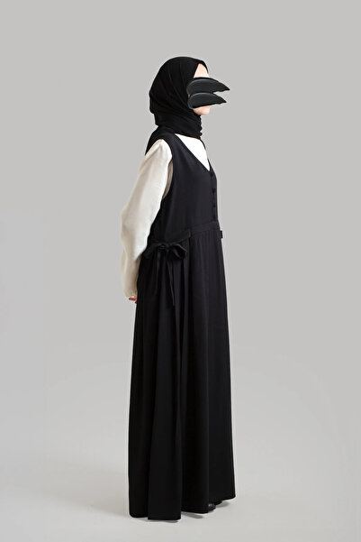 Lemaye Buttoned Tenselsoft Gilet Dress - Black