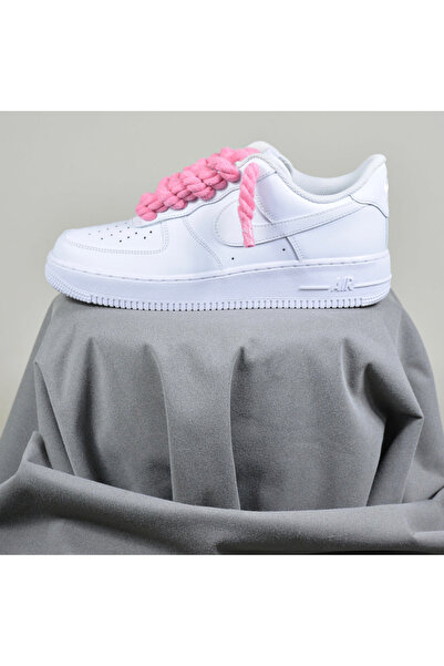 Nike Air Force 1 Low Sneakers Custom Laces with Pink Rope-Pink Chunky Lace