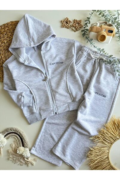 WİKİBOOM Unisex 3 Thread 100% Cotton K Hooded Zippered Tracksuit Set