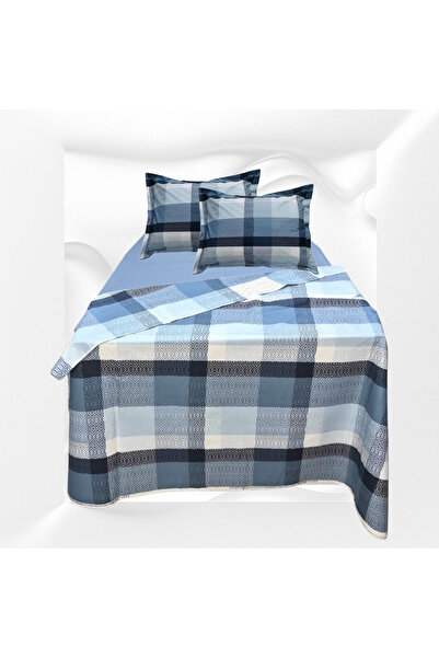 GÜLLÜCE HOME ملاءة سرير مطاطية 100% قطن (200×225 سم) مقاس 180×200×30 سم (غطاء وسادة بسحاب 50×70 سم)