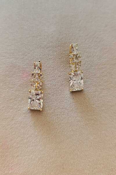 UTOPIAN Kesme Zirkon Uzun Küpe