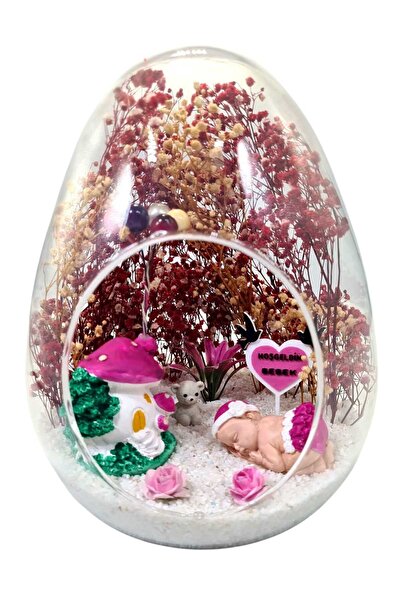 maya sanat Anne Bebek Yeni Doğan Konsept Hediyelik Teraryum Yumurta Cam Fanus Hoş Geldin Kız Bebek