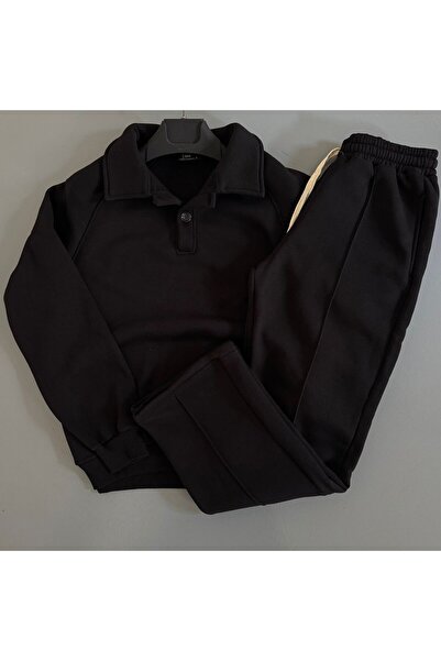 WENMİNG Men's 3-Ply Combed Cotton Fabric Sha Fleece-Lined Tracksuit Set