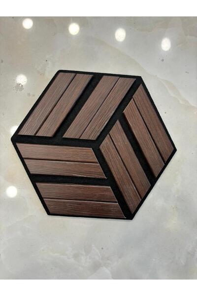 DDTREND 3 Boyutlu Altıgen Akustik Duvar Paneli MDF Ahşap Siyah Keçeli 15-25-2...