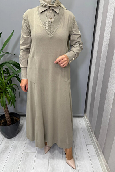 MISS DALIDA V-Neck Knitwear Sleeveless Dress Küf T25Pf-4012