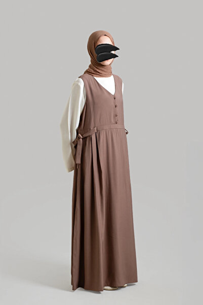 Lemaye Buttoned Tenselsoft Gilet Dress - Brown