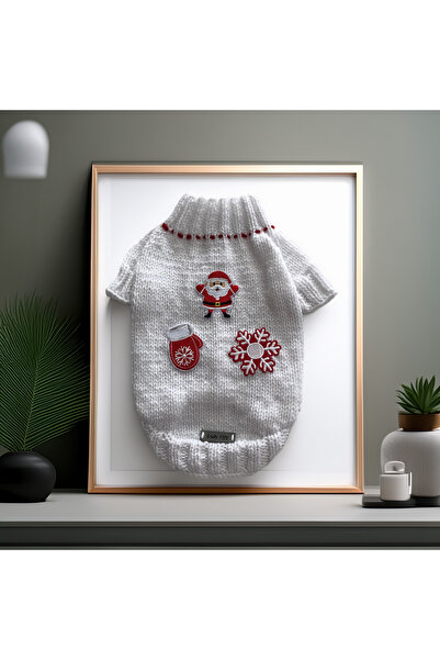 Lady Fify Kedi ve Köpek için Beyaz Snowflake Santa Yeni Yıl / Noel Kazağı