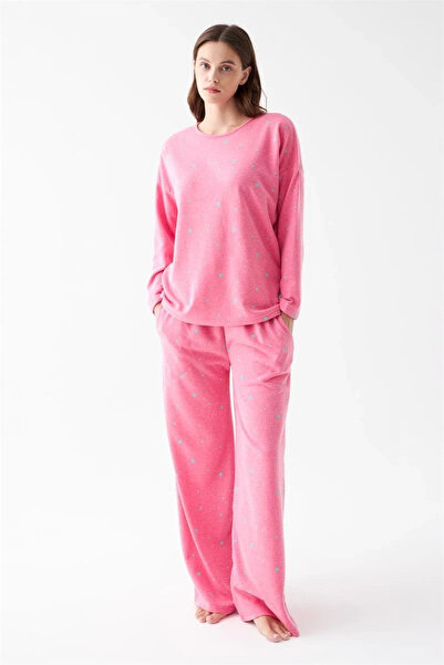 ALFA AKSESUAR 03 Clothing Women Oversized Pink Polka Dot Cotton Thick Pajamas Set