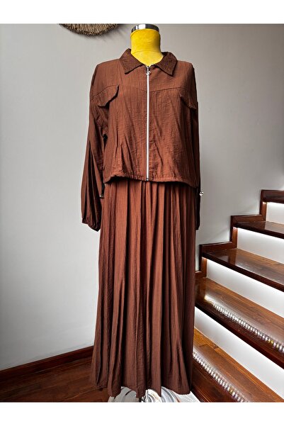 EMEL DURMAZ CEKETLİ SIFIR KOLLU ELBİSE