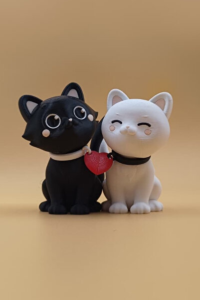 Rodopiva Aşkın En Tatlı Hali – Çift Kedi Figürlü Biblo Masa Süsü