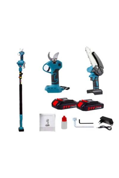 naniland.ro Set Foarfeca electrica Gradina si Mini Drujba 2 acumulatori 48V cu brat 2m telescopic