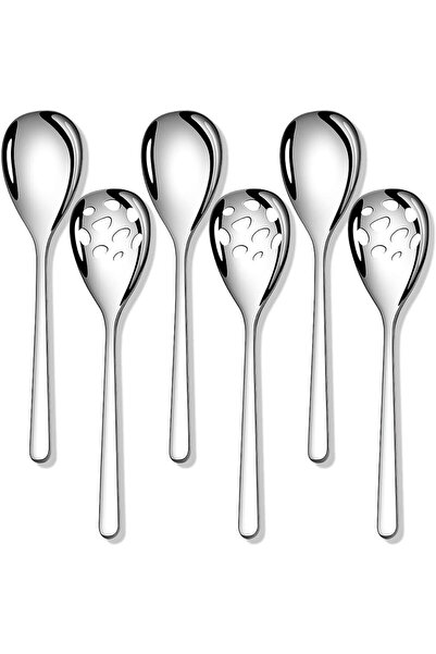 AyrStore Delikli servis kaşığı, 23,6 cm paslanmaz çelik salata servis kaşığı,...