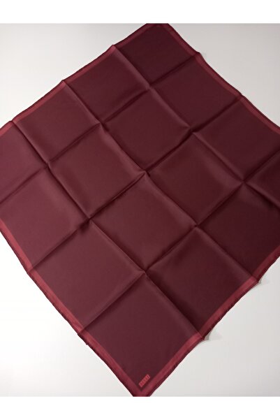Belli Burgundy Solid Color Burgundy Geometric Pattern Edged Tivil Pure Silk Scarf-Kvs0784