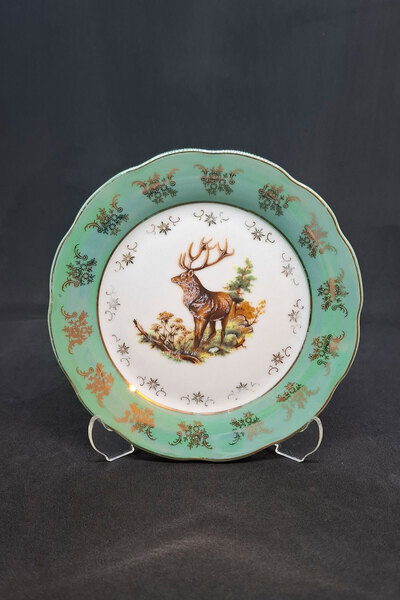 ABBETC Sterne Old Czechoslovak (Czech) Porcelain Antique Plate 15 cm Hunter Green