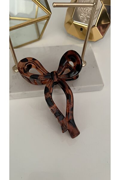 SU PERİSİ TAKI BİJUTERİ Shiny Orange Under-Tone Leopard Bowknot Clip