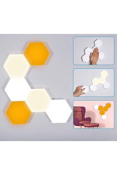 XIUWOO 6 Piece Hexagonal Wall Light White/Orange