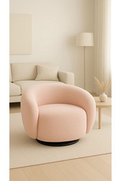 OEM Cream swivel armchair made of bouclé fabric, modern, comfortable, elegant design for the living room