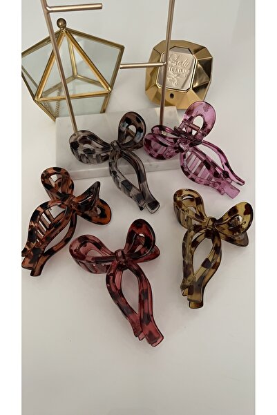 SU PERİSİ TAKI BİJUTERİ Shiny Orange Under-Tone Leopard Bowknot Clip