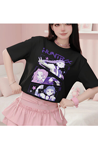barsdepo تي شيرت Huntrix مطبوع، قصة فضفاضة تي شيرت للجنسين للأطفال / البالغين...