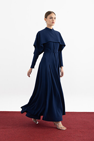 Birgül Bektaş Asymmetrical Cut Cape Dress