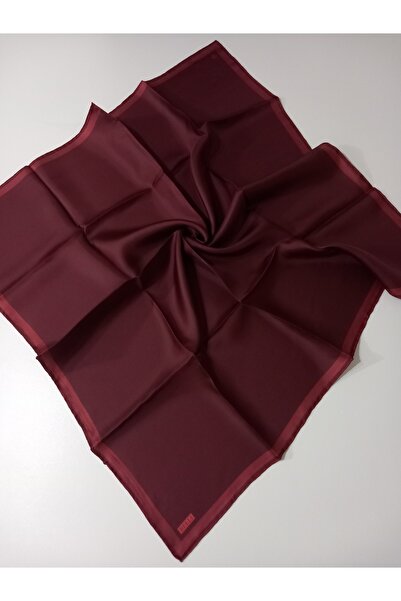 Belli Burgundy Solid Color Burgundy Geometric Pattern Edged Tivil Pure Silk Scarf-Kvs0784
