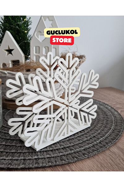 GÜÇLÜKOL Snowflake Napkin Holder Decorative Christmas Winter Themed White Table Ornament Display Stand