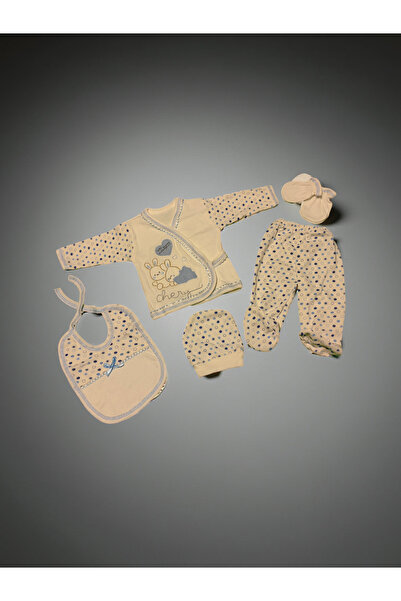 OEM Set nou-născut 5 piese, iepuraș, 0-3 luni, 56 cm, albastru