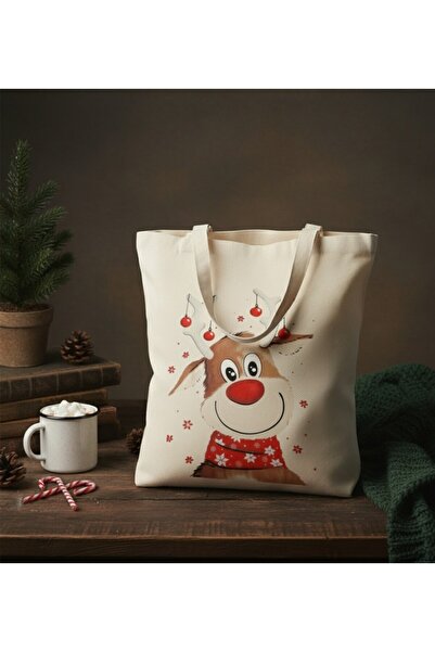 PRİNTOPİA DESİGN حقيبة حمل من الكتان ذات طابع عيد الميلاد المجيد - متينة |   صديق للبيئة |   خيار الهدية