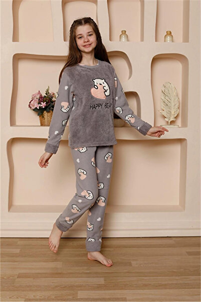ALFA AKSESUAR 03 Clothing Girls' Fleece Gray Pajama Set