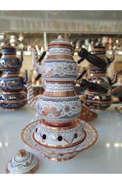 KARACA BAKIR İşlemeli 1.5lt Küçük Bakır ÇAYDANLIK-Osmanlı Ocaklı-Küçük Boy Ba...