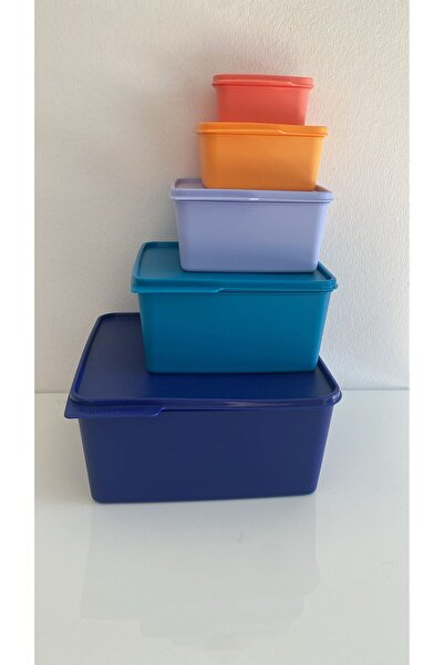 mediterra Tuperware Colorful Square Set of 5 Storage Containers