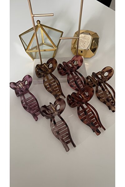 SU PERİSİ TAKI BİJUTERİ Matte Brown Leopard Print Bowknot Clip with Bottom Tone