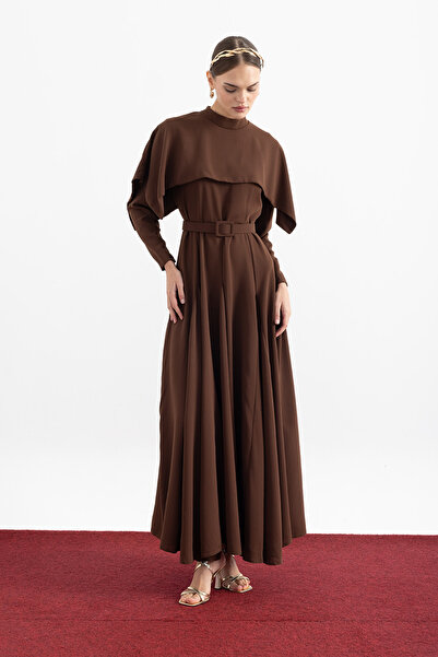 Birgül Bektaş Asymmetrical Cut Cape Dress