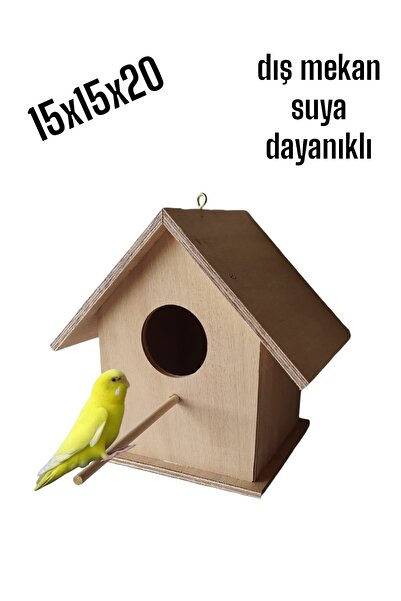 değerli hobi Ahşap Kayın Kuş Yuvası Kuş Evi Dış Mekan Suya Dayanıklı 15x15x20 Cm