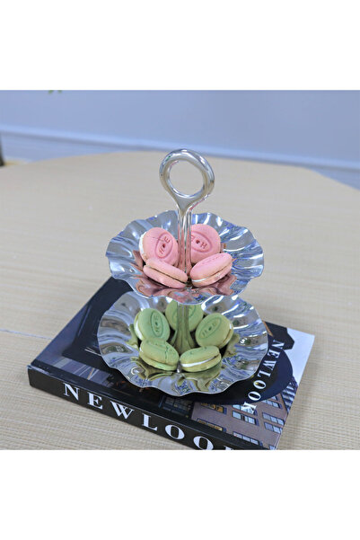 cc bin shihon Elegant and luxurious small Indian steel dessert stand – silver – 11 x 18 cm, nut holder