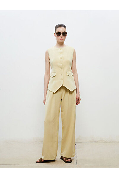 LC Waikiki Standard Fit Linen Look Women's Pleated Trousers