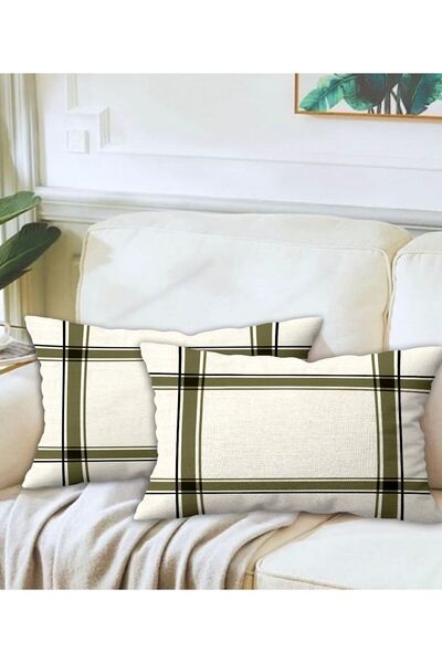 Ardizayn Pötikare - (Khaki) Velvet Fabric 2-Piece Throw Pillow Cover 35X55 cm - Double-Sided Printing