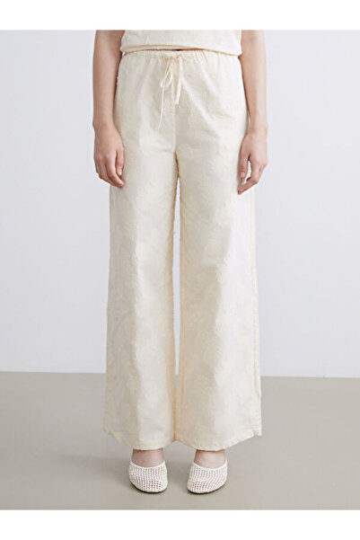 LC Waikiki Self-patterned Women's Trousers with Elastic Waist