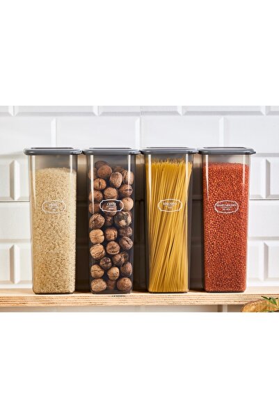 Sungroup ROYAL Τετράγωνα Δοχεία Αποθήκευσης Τροφίμων 4 Τεμαχίων 2000 ml, Ανθρακί