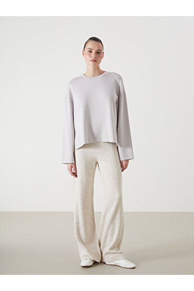 LC Waikiki Wide Leg Women's Knitwear Trousers with Elastic Waist