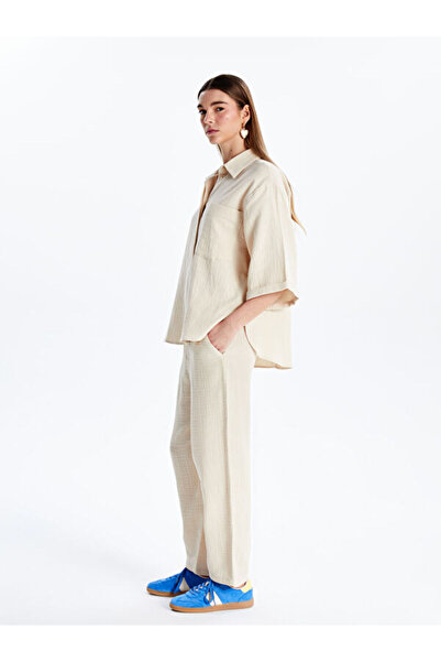 LC Waikiki Straight Muslin Women's Trousers with Elastic Waist