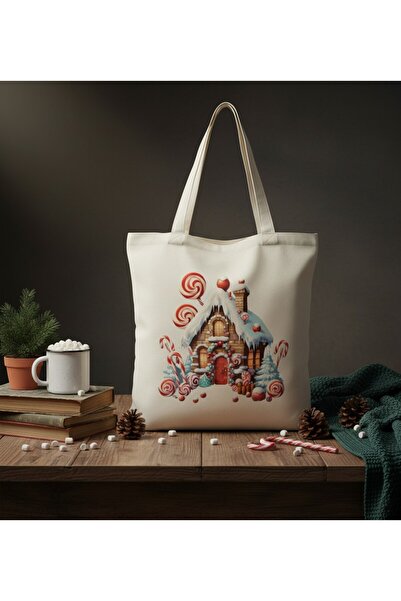 PRİNTOPİA DESİGN New Year Merry Christmas Themed Linen Tote Bag – Durable |   Environmentally Friendly |   Gift Option
