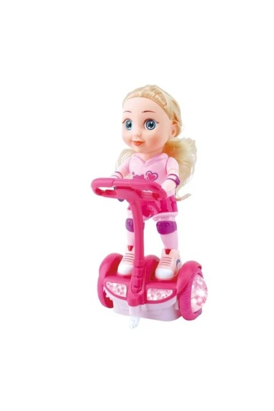 OEM Doll with scooter, with sound and lights, age 3+ years, 17x14x32cm, pink