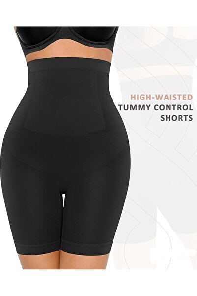 4basix Women's Tummy Control High-Waist Shapewear Shorts - Black