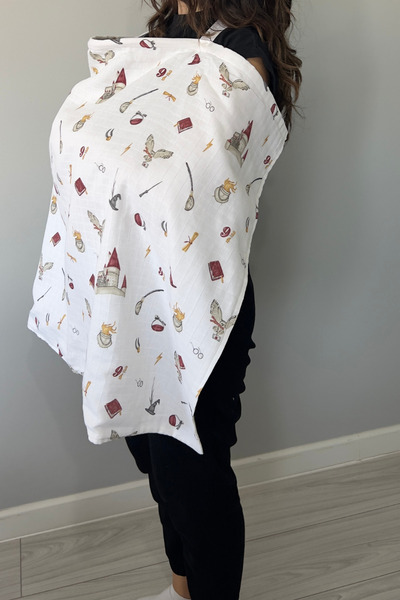 Ponchik %100 Pamuk Balenli Çift Katlı Müslin Emzirme Örtüsü Önlüğü – 70x100 c...