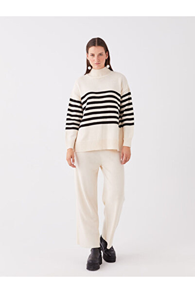 LC Waikiki Straight Wide Leg Women's Knitwear Trousers with Elastic Waist