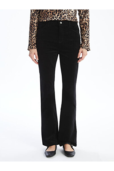 LC Waikiki Slim Fit Women's Velvet Trousers with Spanish Legs