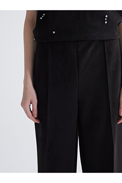 LC Waikiki Women's Suede Pants with Elastic Waist